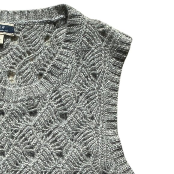 J Crew Cashmere Pointelle Sweater Vest Shell Gray Academia Preppy Quiet Luxury-M - Picture 4 of 9